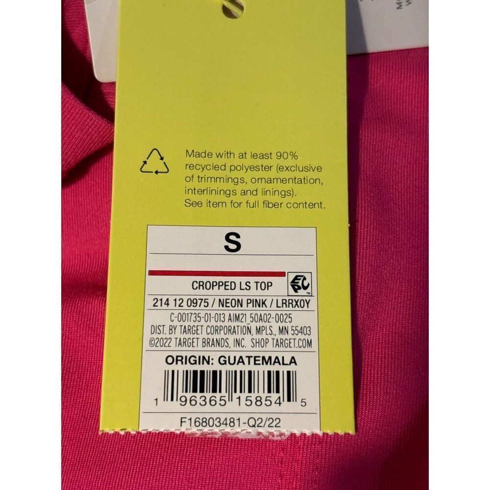 NWT ALL IN MOTION Cropped Long Sleeve Top S Cutout on Shoulder UV Protection - Picture 8 of 9